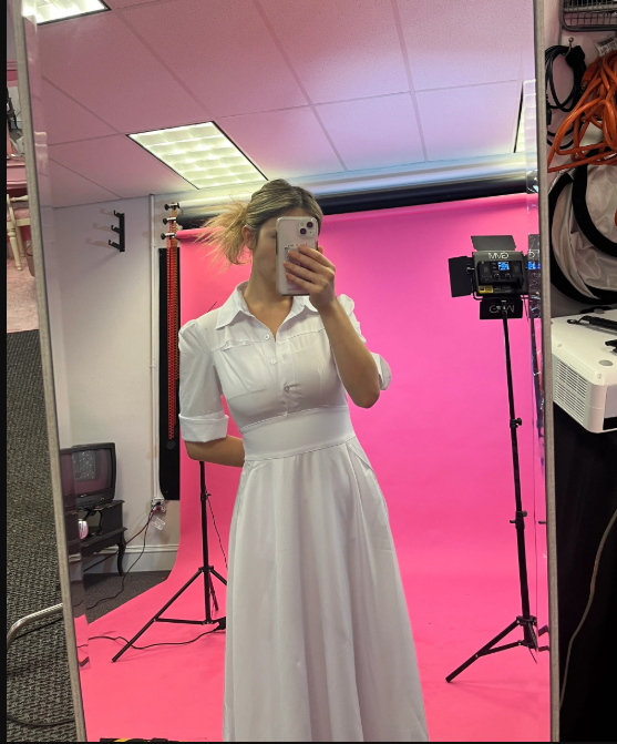 White Nursing Dress: Pinning Ceremony Scrub Dress (XS-3XL)